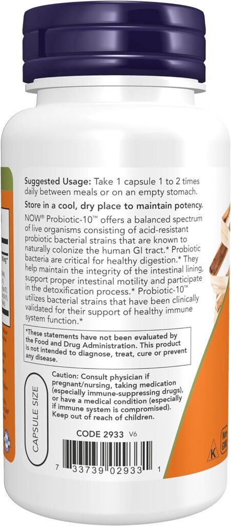 NOW Supplements, Probiotic-10™, 25 Billion, with 10 Probiotic Strains, Dairy, Soy and Gluten Free, Strain Verified, 100 Veg Capsules