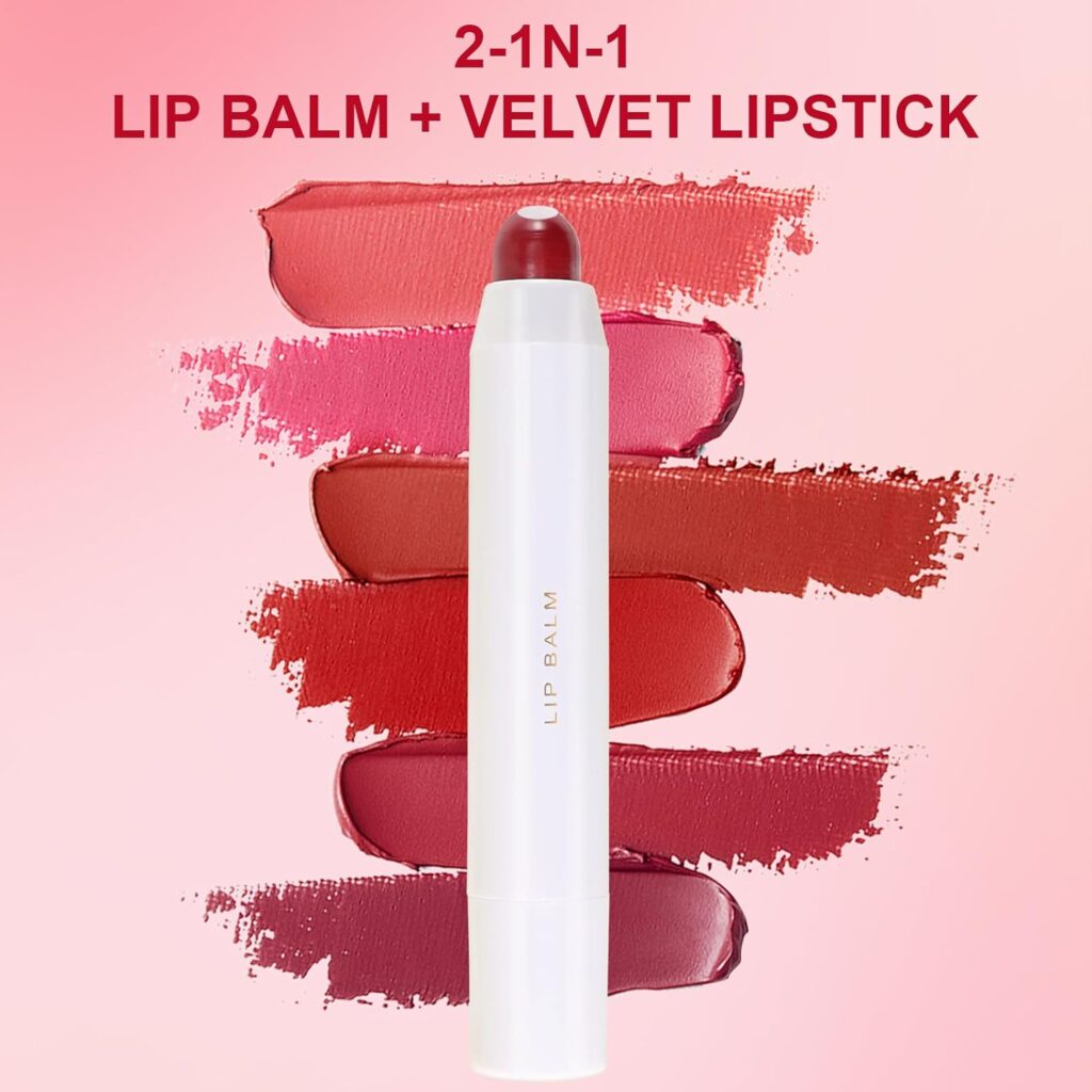 Erinde Tinted Lip Balm + Buildable Lip Color, Natural Gloss Finish, Hydrating Lightweight, Moisturize  Tint with Vitamin E, Vegan Lip Balm Lip Care Christmas Makeup Gift, 05#