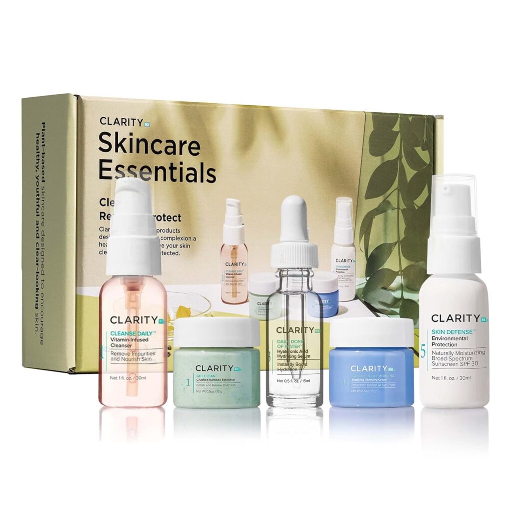 ClarityRx Skincare Essentials Kit | Cleanse, Renew  Protect | Plant-Based, Paraben Free, Natural