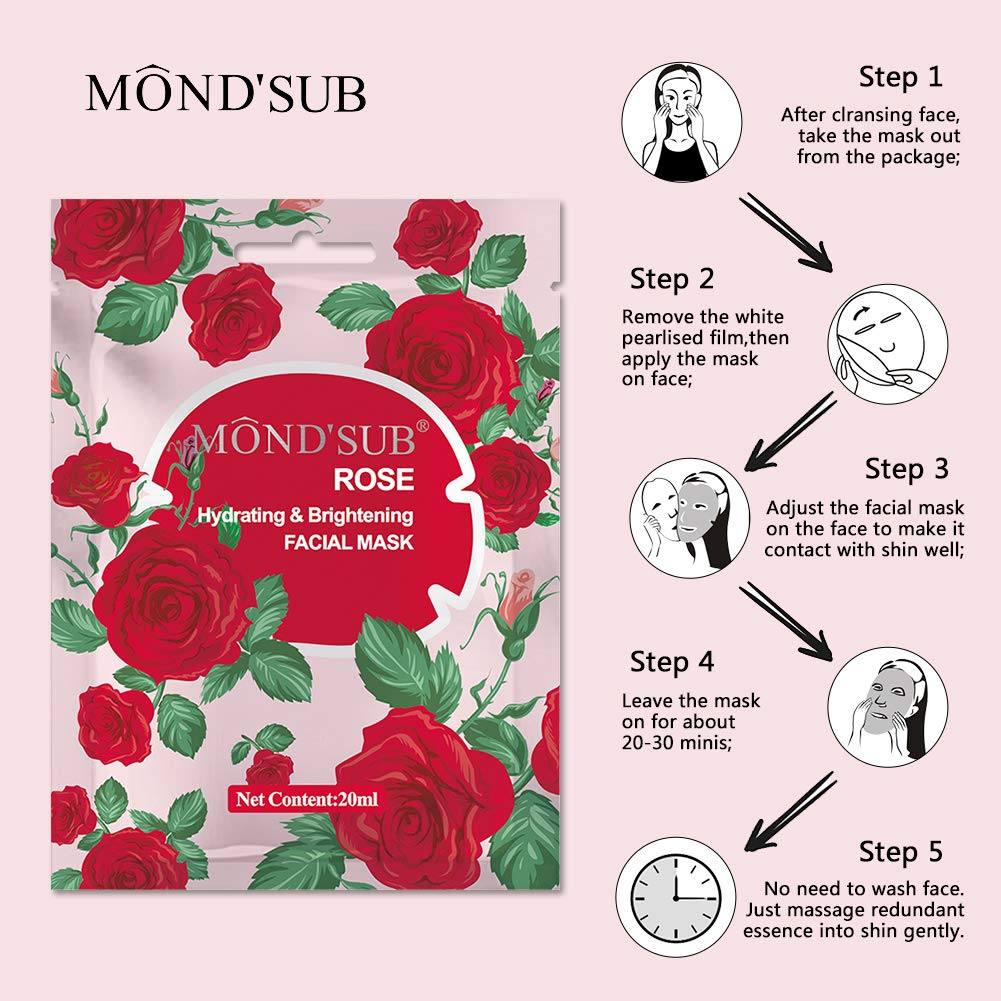 MONDSUB]Sheet Face Mask For All Skin Types-Fruits Facial Mask Sheet-Deep MoisturizingNourishingHydrating-NaturalOrganic Collagen Essence-Both Men  Women-Super Deal for Skin Care-6 Sheet/Pack