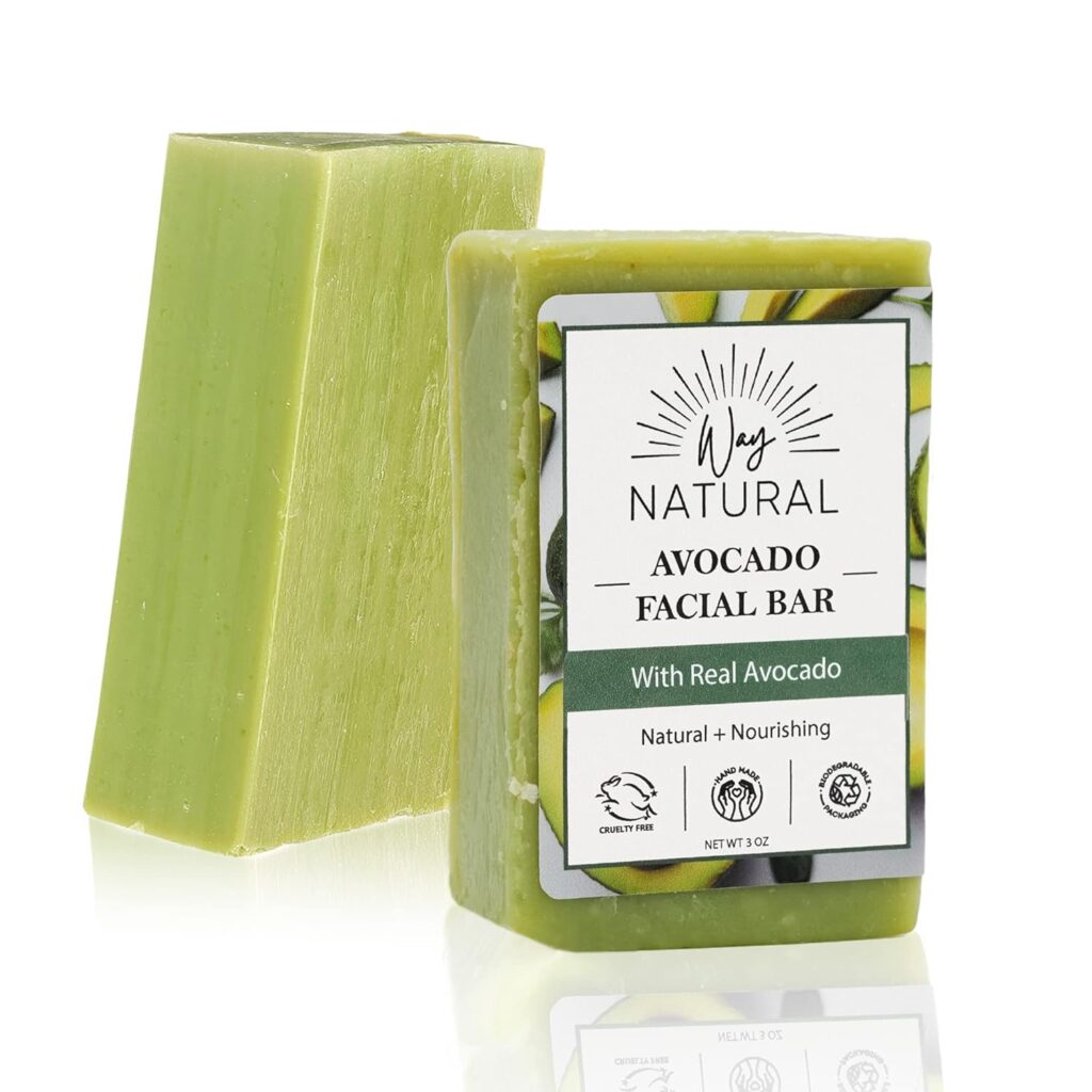 Way Natural Avocado Face Bar Soap with Goat Milk - Nourishing, Gentle, Exfoliating Face Wash Bar Soap for Men and Women - All Natural Face Wash - Handmade Organic Soap - 2 Pack (3 Oz Bars)