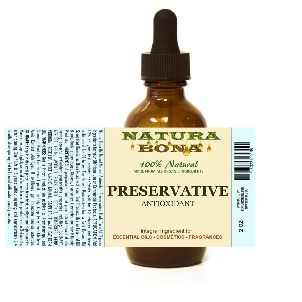 Natura Bona Oil Based Natural Antioxidant Preservative Made from Organic Ingredients for DIY Essential Oils, Lotions, Soaps, Creams, Fragrances, Cosmetics, Hair Products; 2oz